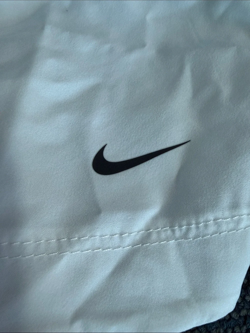 Nike White Youth Athletic Shorts with Black Piping